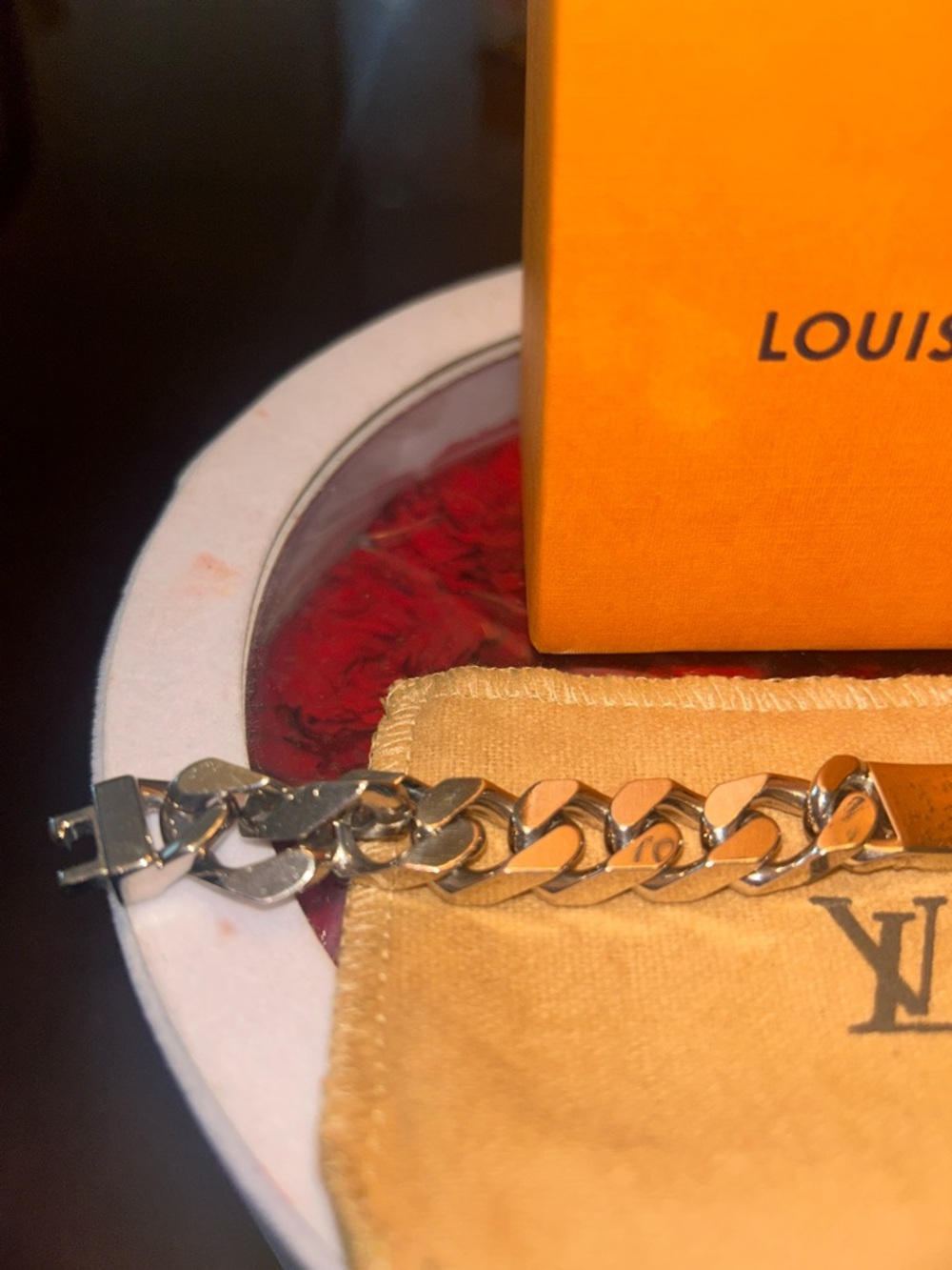 Louis Vuitton Silver Monogram ID Chain Bracelet - Picture 6 of 7